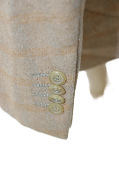 Hugo Boss Mens Beige Virgin Wool Check Jacket Size 46