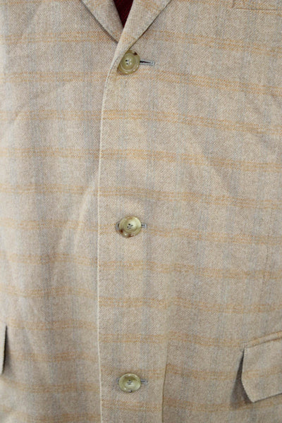 Hugo Boss Mens Beige Virgin Wool Check Jacket Size 46