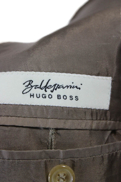 Hugo Boss Mens Beige Virgin Wool Check Jacket Size 46