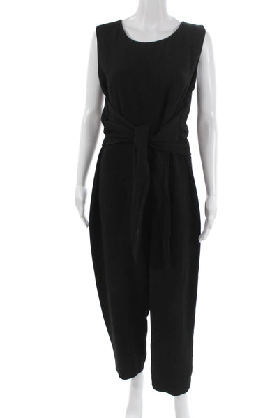 Club Monaco Womens Black Sleeveless Jumpsuit Round Neck Zip Acetate Size 12