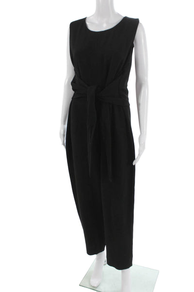 Club Monaco Womens Black Sleeveless Jumpsuit Round Neck Zip Acetate Size 12