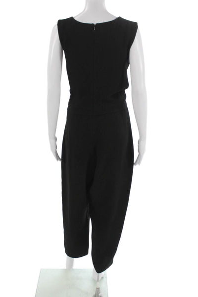 Club Monaco Womens Black Sleeveless Jumpsuit Round Neck Zip Acetate Size 12
