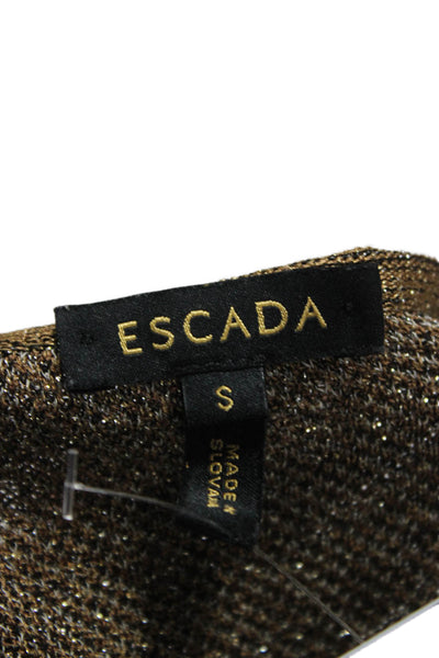 Escada Women Viscose Animal Print Tunic Sweater Boatneck Long Sleeve Gold Size S