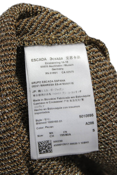Escada Women Viscose Animal Print Tunic Sweater Boatneck Long Sleeve Gold Size S