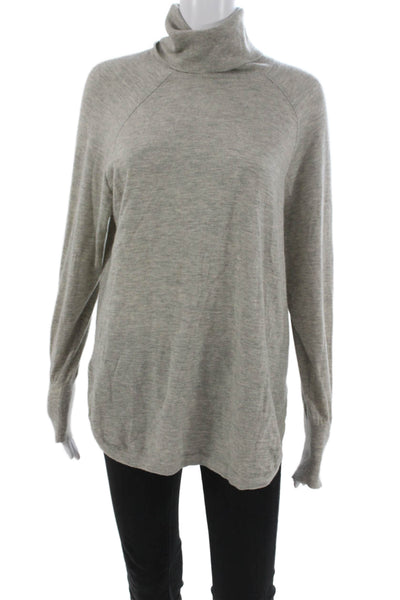 Autumn Cashmere Women Pullover Sweater Gray Turtleneck Long Sleeve Size S