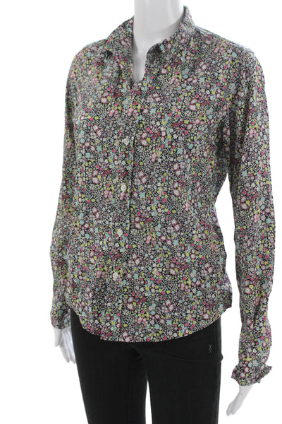 Frank & Eileen Women Button Up Floral Collared Cotton Long Sleeve Top Size XS