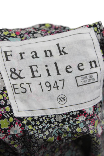 Frank & Eileen Women Button Up Floral Collared Cotton Long Sleeve Top Size XS