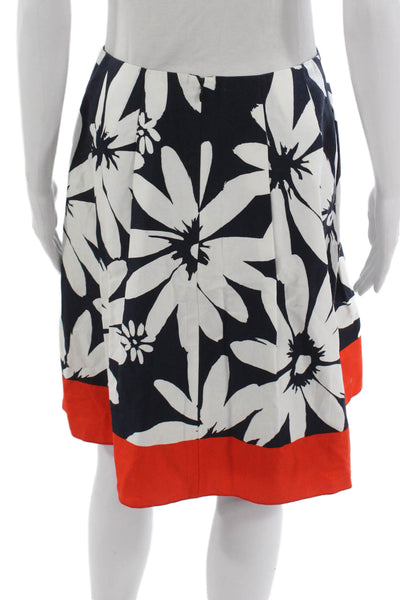 Worth Women A-Line Floral Cotton Blend Knee-Length Skirt Blue Size 4