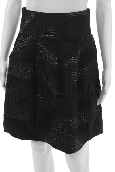 Etro Women Pleated Geometric Black Knee Length Skirt Polyester Zip Size 40