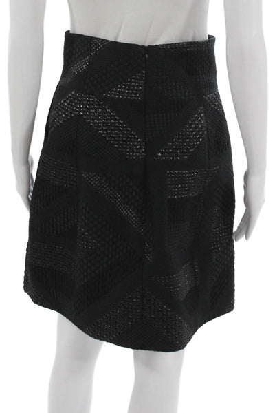 Etro Women Pleated Geometric Black Knee Length Skirt Polyester Zip Size 40
