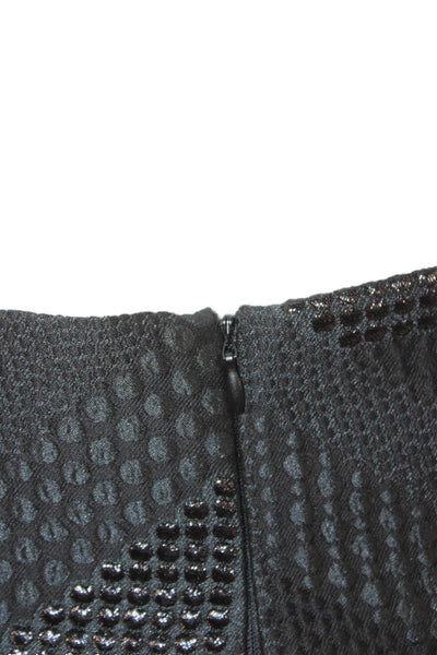Etro Women Pleated Geometric Black Knee Length Skirt Polyester Zip Size 40