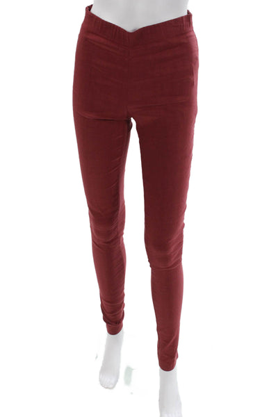 Sarah Pacini Womens Ankle Leggings Red Linen Size 0