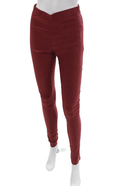 Sarah Pacini Womens Ankle Leggings Red Linen Size 0