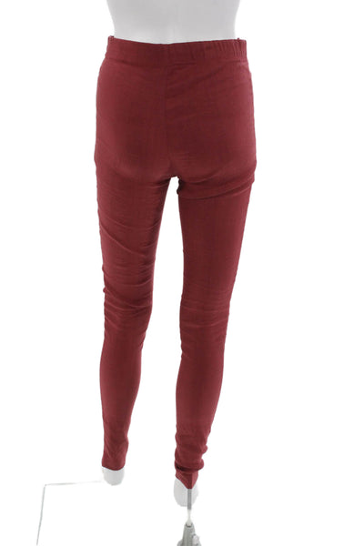 Sarah Pacini Womens Ankle Leggings Red Linen Size 0