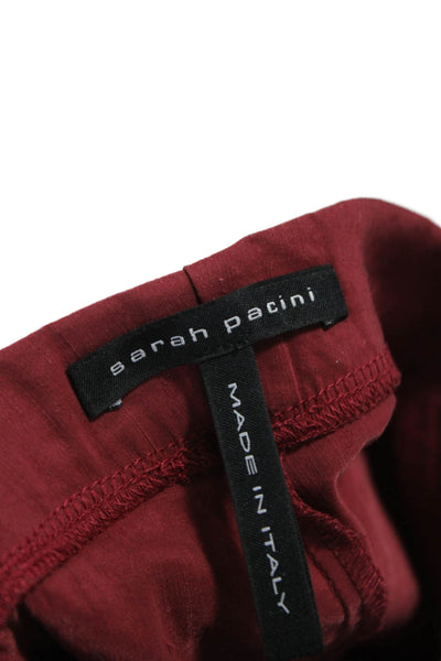 Sarah Pacini Womens Ankle Leggings Red Linen Size 0