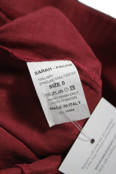 Sarah Pacini Womens Ankle Leggings Red Linen Size 0