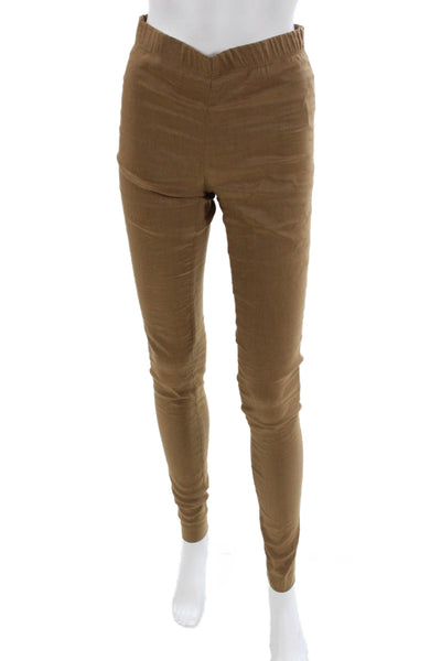 Sarah Pacini Women Brown Linen Jeggings Pull-On 31in Inseam Size 0