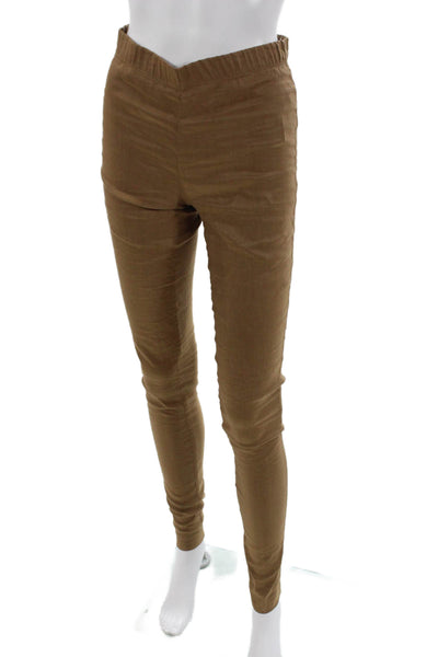 Sarah Pacini Women Brown Linen Jeggings Pull-On 31in Inseam Size 0