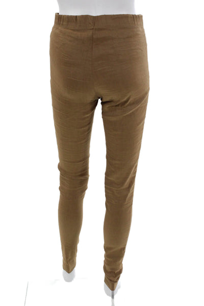 Sarah Pacini Women Brown Linen Jeggings Pull-On 31in Inseam Size 0