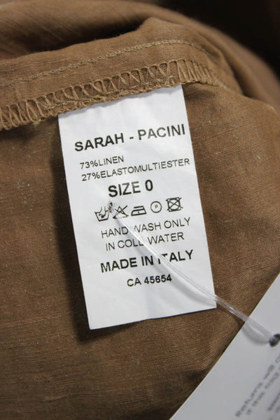 Sarah Pacini Women Brown Linen Jeggings Pull-On 31in Inseam Size 0