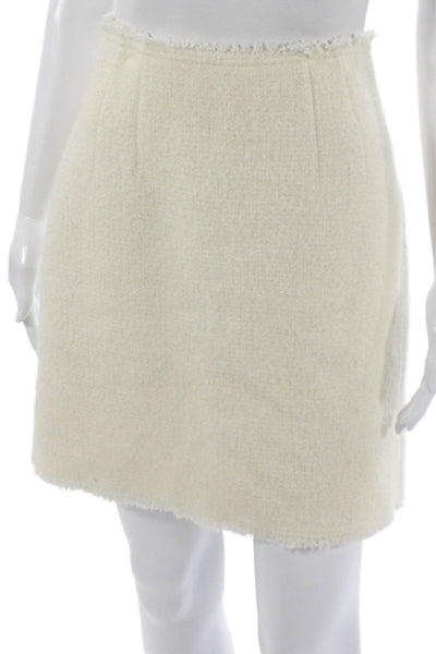 Club Monaco Women Ivory Straight Pencil Skirt Cotton Blend Zip Size 4