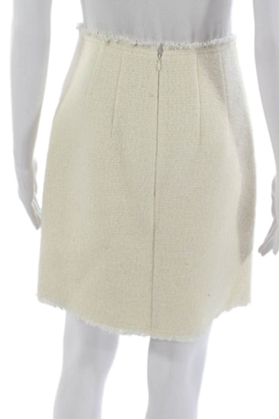 Club Monaco Women Ivory Straight Pencil Skirt Cotton Blend Zip Size 4