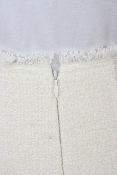 Club Monaco Women Ivory Straight Pencil Skirt Cotton Blend Zip Size 4
