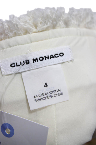 Club Monaco Women Ivory Straight Pencil Skirt Cotton Blend Zip Size 4