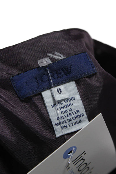 J Crew Women Sheath Dress Dark Purple Wool Short Sleeve Scoop Neck Size 0