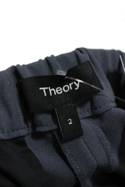 Theory Women Ankle Pants Blue Triacetate Hook & Eye 26in Inseam Size 2