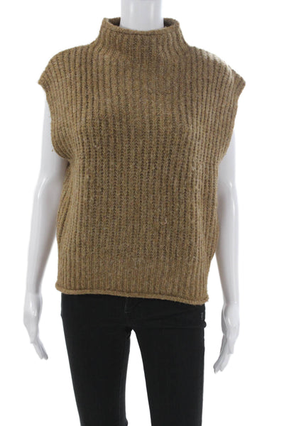 Madewell Womens Brown Acrylic Mock Neck Sleeveless Sweater Vest Size S