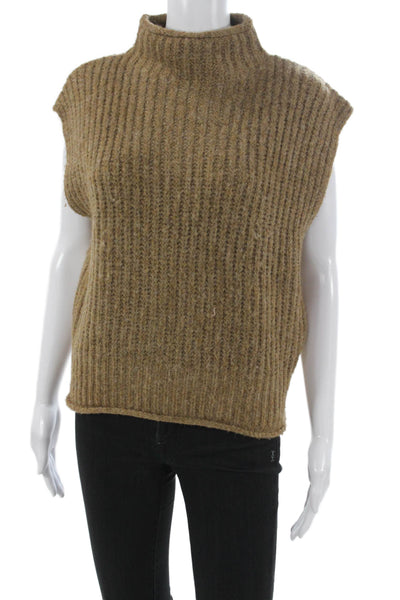 Madewell Womens Brown Acrylic Mock Neck Sleeveless Sweater Vest Size S