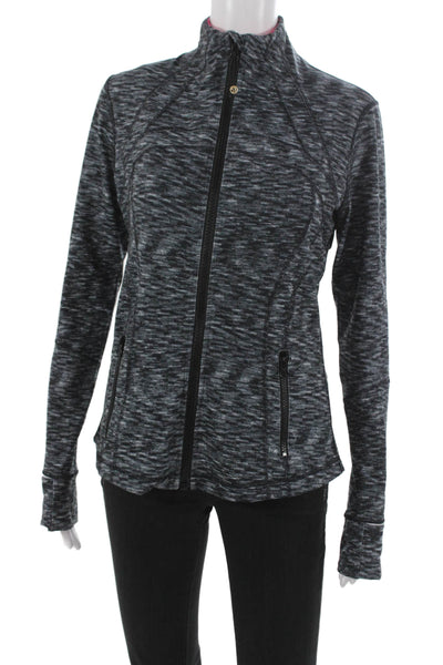 Lululemon Womens Gray Flecked Track Jacket Zip Polyester Size 8