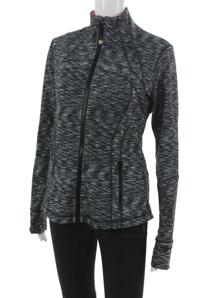 Lululemon Womens Gray Flecked Track Jacket Zip Polyester Size 8