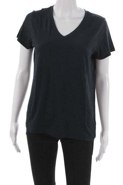 Mott and Bow Women Black V Neck Basic T-Shirt Short Sleeve Pima Cotton Size M