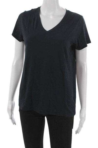 Mott and Bow Women Black V Neck Basic T-Shirt Short Sleeve Pima Cotton Size M