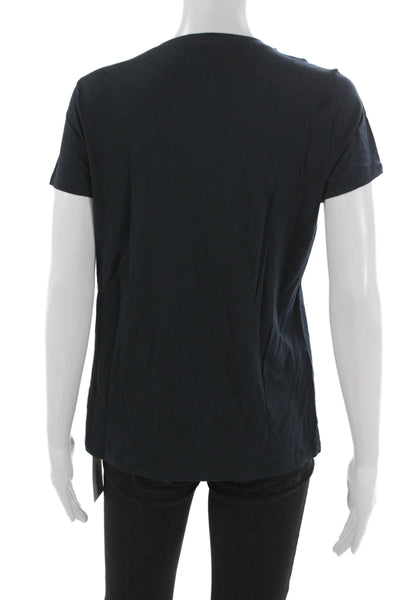 Mott and Bow Women Black V Neck Basic T-Shirt Short Sleeve Pima Cotton Size M