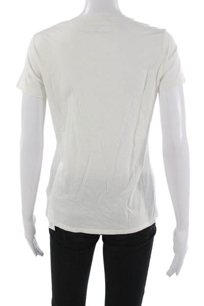 Mott and Bow Womens White Pima Cotton V Neck Short Sleeve Basic T Shirt Size M