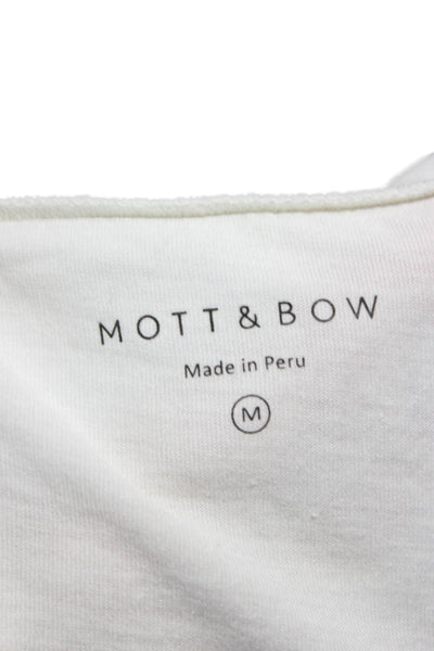 Mott and Bow Womens White Pima Cotton V Neck Short Sleeve Basic T Shirt Size M