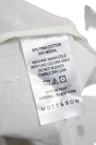 Mott and Bow Womens White Pima Cotton V Neck Short Sleeve Basic T Shirt Size M
