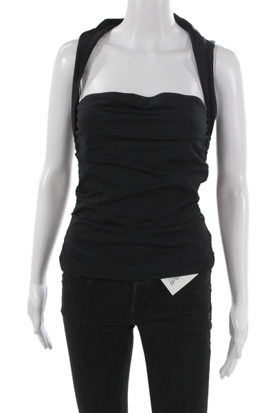 Aritzia Women Black Halter Sleeveless Basic Tank Nylon Pullover Size L