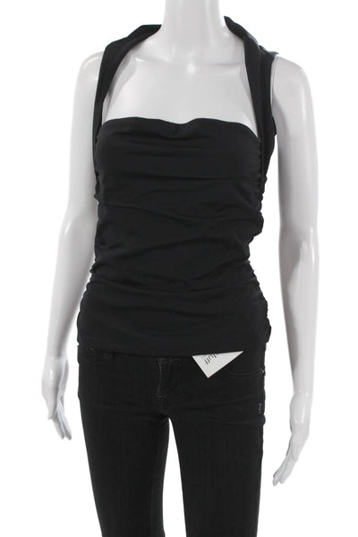 Aritzia Women Black Halter Sleeveless Basic Tank Nylon Pullover Size L