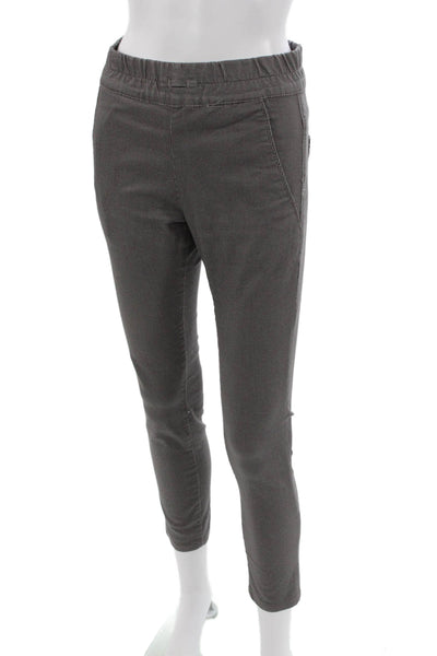 Flog Women Ankle Pants Gray Cotton Check Pull On Size 24