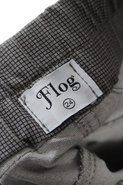 Flog Women Ankle Pants Gray Cotton Check Pull On Size 24