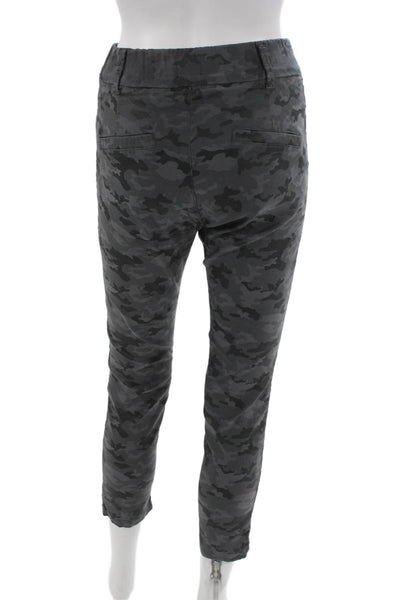 Flog Women Ankle Camouflage Cotton Pants Gray Button Size 25