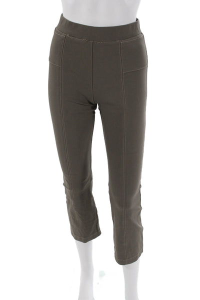 Elaine Kim Women Green Capri Leggings Solid Nylon Elastane Petite Size 0P
