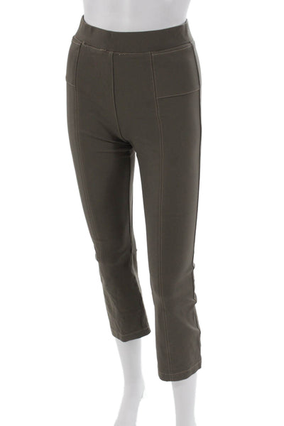 Elaine Kim Women Green Capri Leggings Solid Nylon Elastane Petite Size 0P