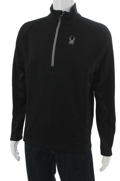 Spyder Mens Track Jacket Black Zip Polyester Size M