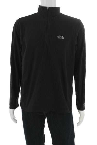 The North Face Mens Black Pullover Sweatshirt Mock Neck Zip Polyester Size M