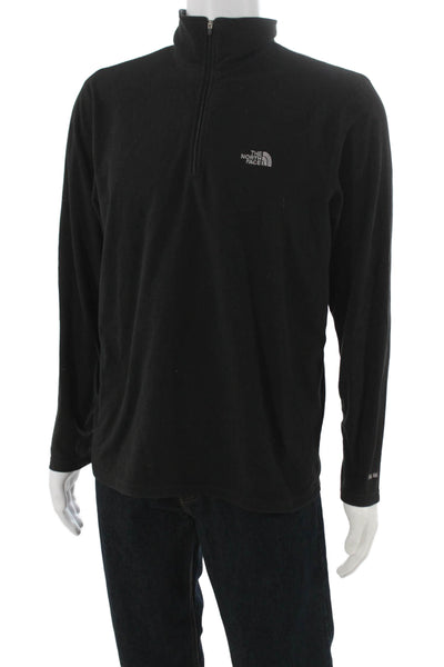 The North Face Mens Black Pullover Sweatshirt Mock Neck Zip Polyester Size M
